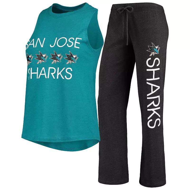 Womens Concepts Sport Teal/Black San Jose Sharks Meter Tank Top & Pants Sleep Set Product Image