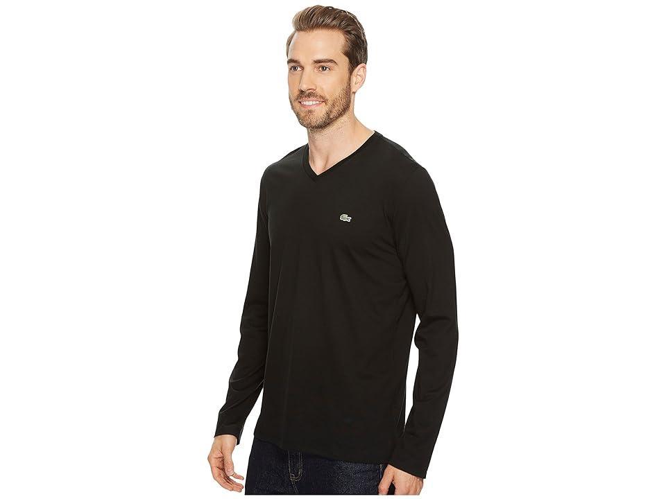 Lacoste Long Sleeve Pima Jersey V-Neck T-Shirt Men's T Shirt Product Image