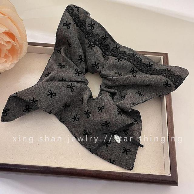 Lace Trim Bowknot Hair Scrunchie Product Image