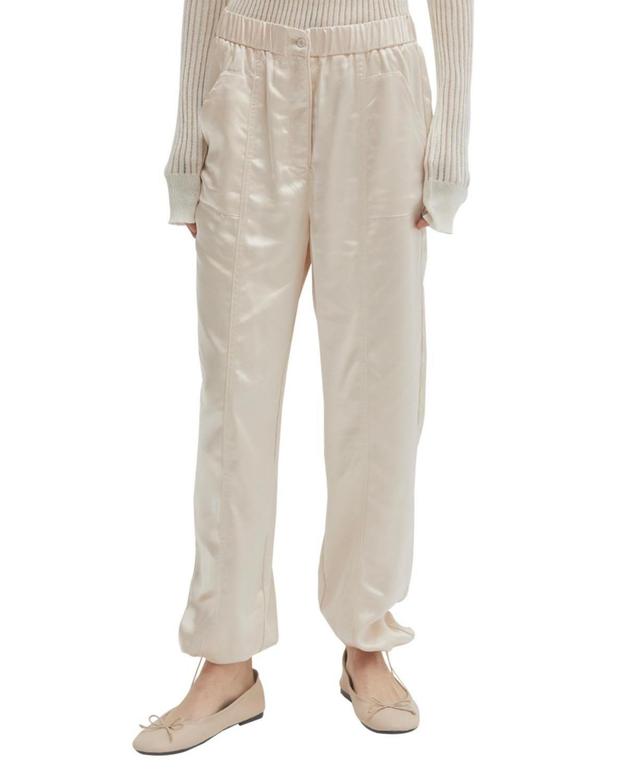 Womens Jordyn Satin Joggers - Beige Product Image