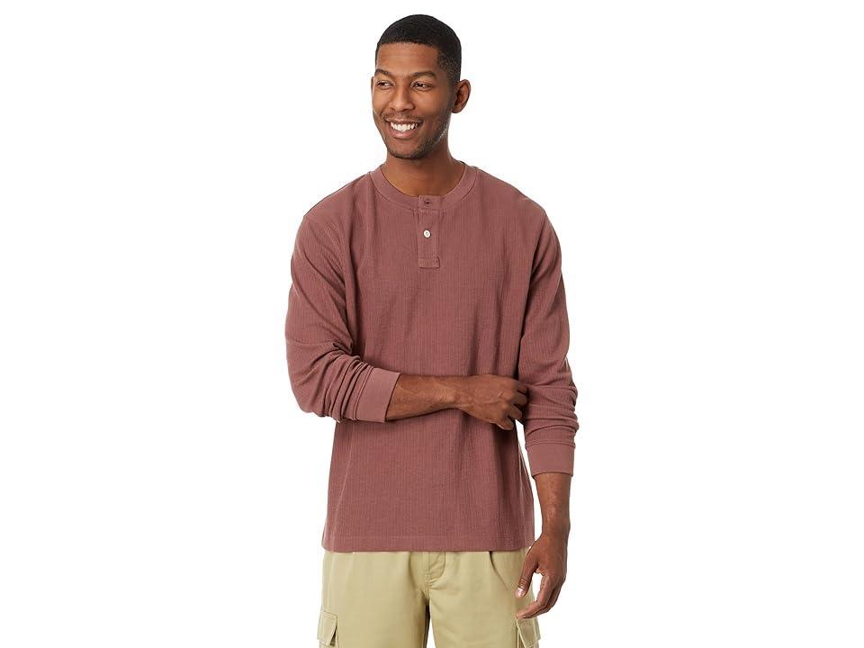 Madewell Textured Long-Sleeve Henley Tee (Burnt Soil) Men's Clothing Product Image