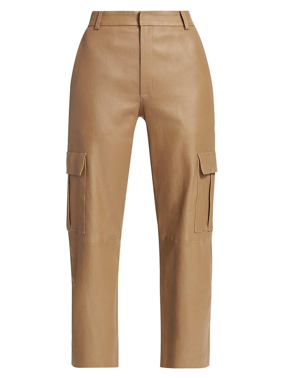 Womens Leather Crop Cargo Pants Product Image