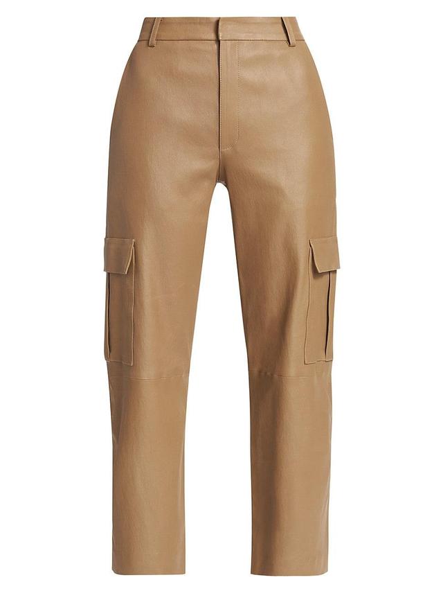 Womens Leather Crop Cargo Pants Product Image