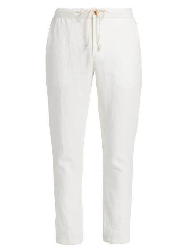 Mens Slim-Fit Linen Cropped Pants Product Image