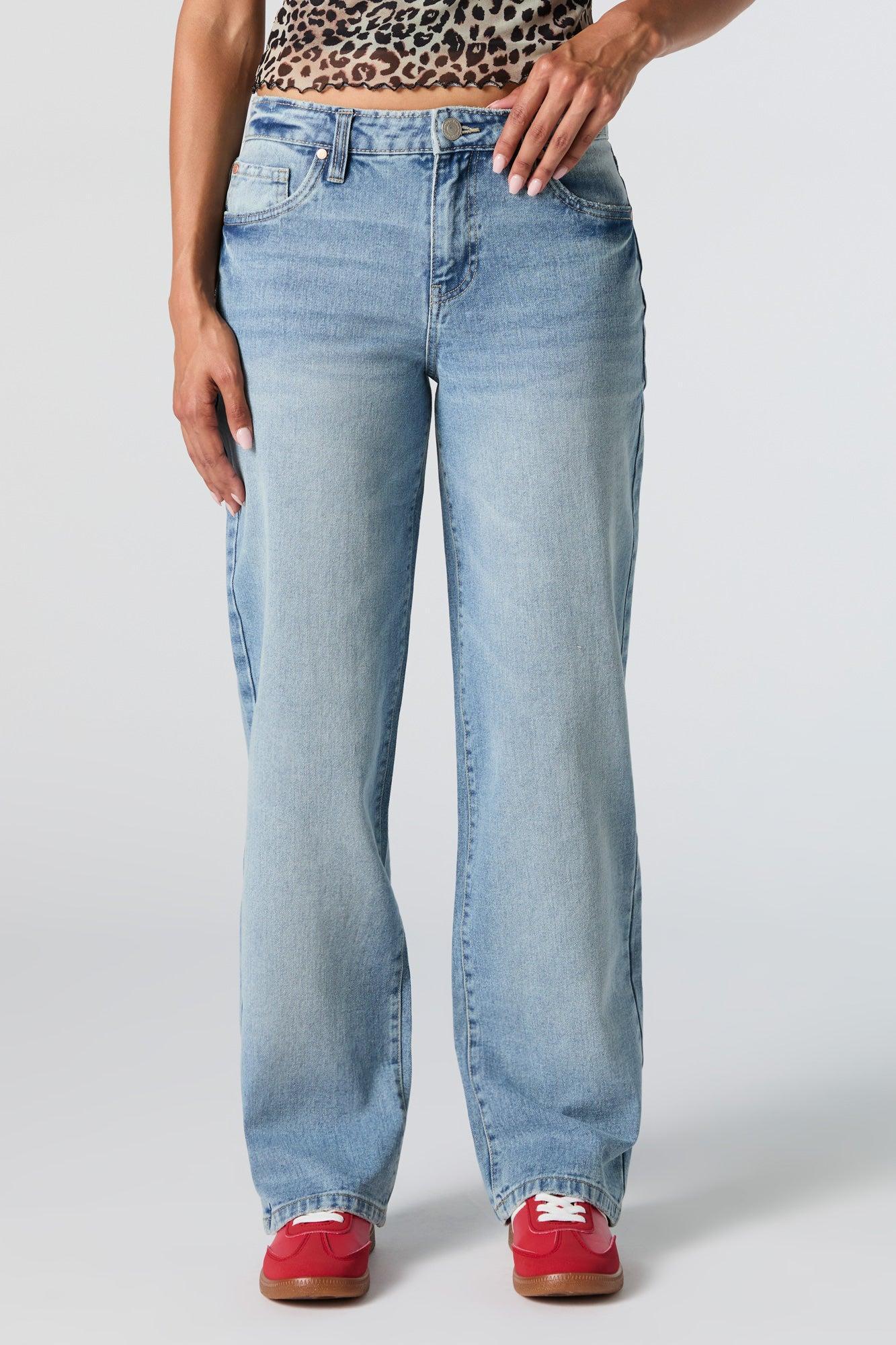 Medium Wash Slouchy Straight Leg Jean Female Product Image