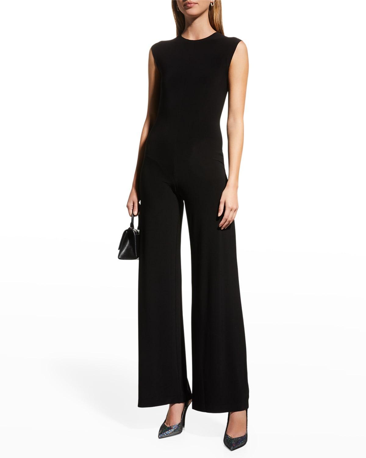 Norma Kamali - Round-neck Jersey Sleeveless Jumpsuit - Womens - Black Product Image