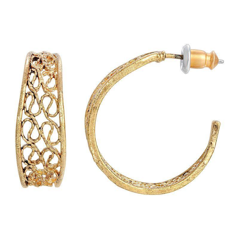 1928 Filigree C-Hoop Earrings, Womens, Yellow Product Image