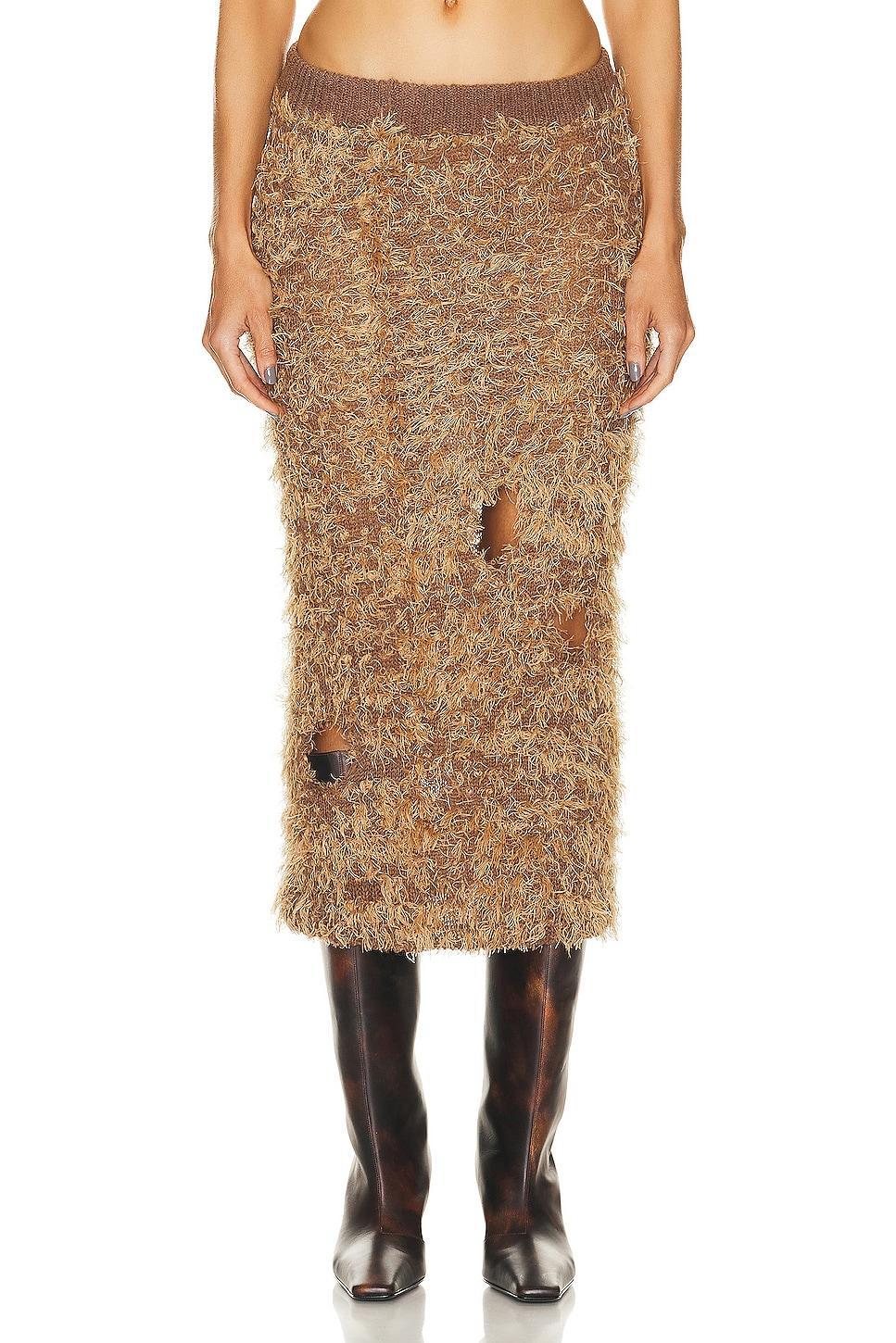 Acne Studios Fuzzy Skirt in Brown Product Image