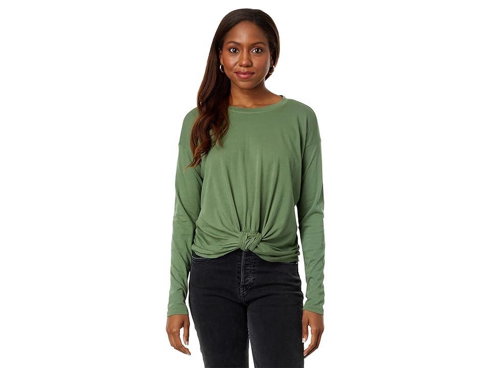 bobi Los Angeles Knot Front Detail Long Sleeve Tee (Sprout) Women's Clothing Product Image