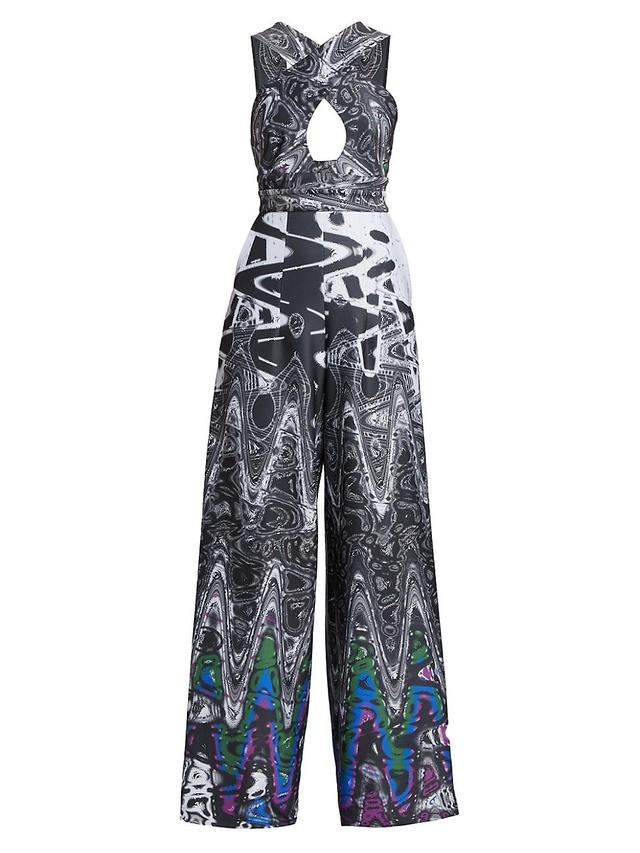 Womens Tammi Abstract-Print Cut-Out Jumpsuit Product Image