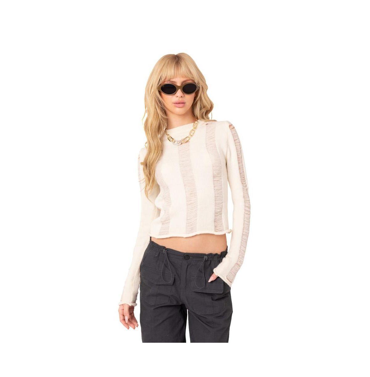 Womens Distressed Sweater Top Product Image