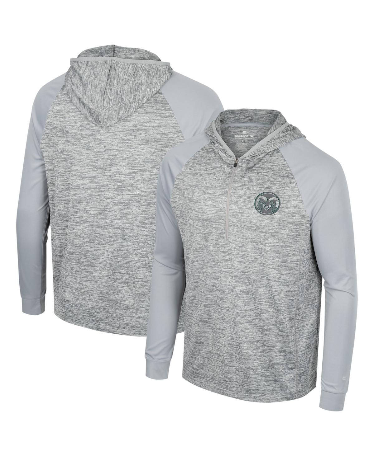 Mens Colosseum Gray Colorado State Rams Cybernetic Raglan Quarter-Zip Hooded Top Product Image