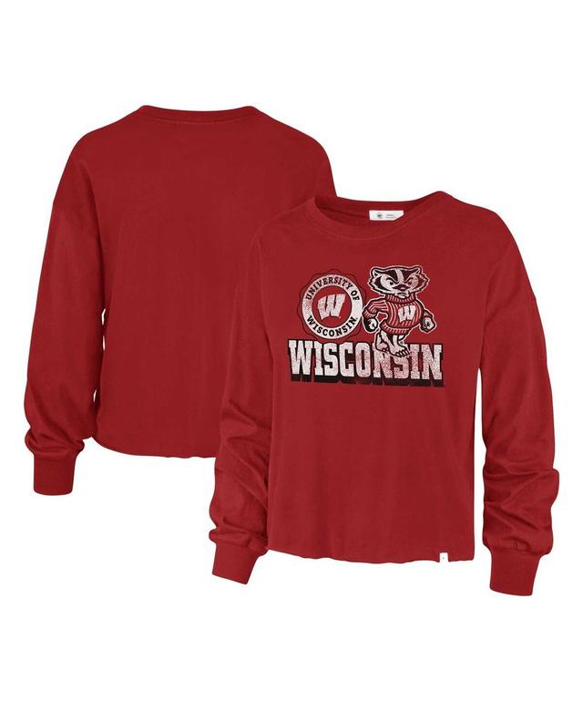 Womens 47 Brand Red Distressed Wisconsin Badgers Bottom Line Parkway Long Sleeve T-shirt Product Image