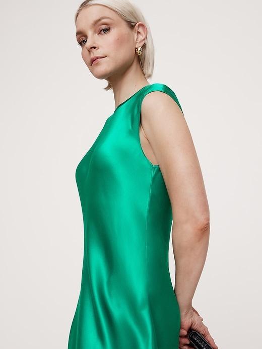 Bias-Cut Satin Midi Dress Product Image