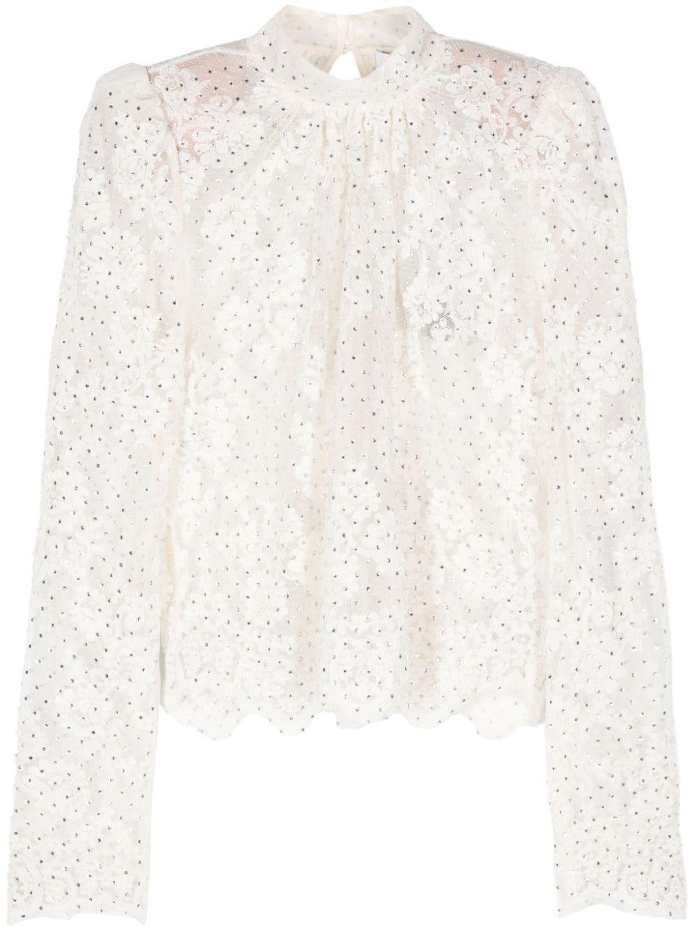 Crystal-embellished Blouse In White Product Image