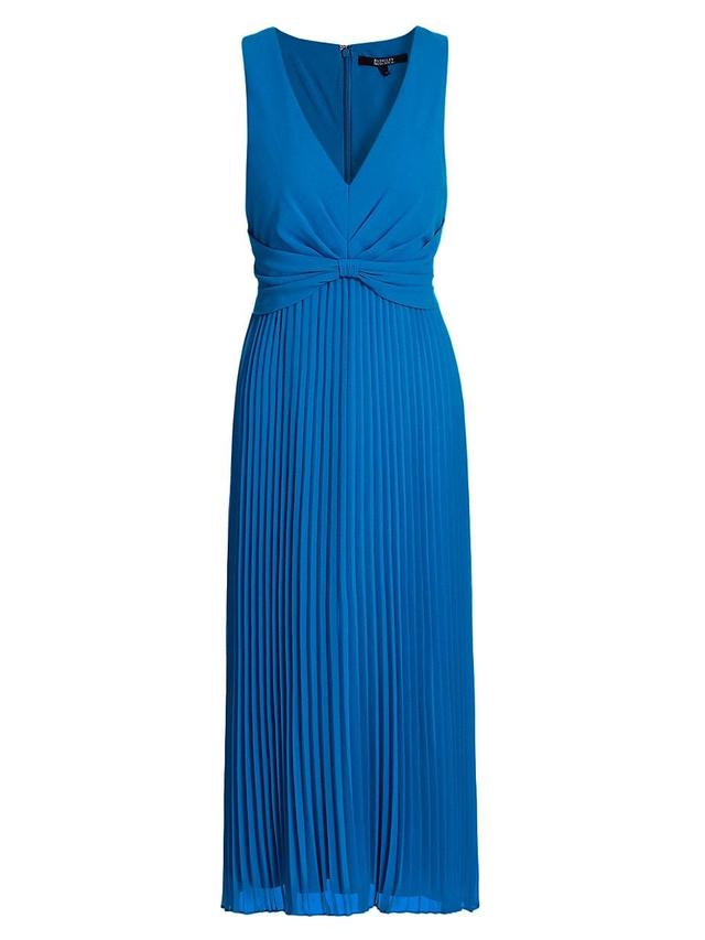 Womens Sunburst Pleated Bow-Waist Midi-Dress Product Image