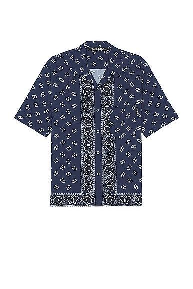 Palm Angels Paisley Bowling Shirt in Blue Product Image