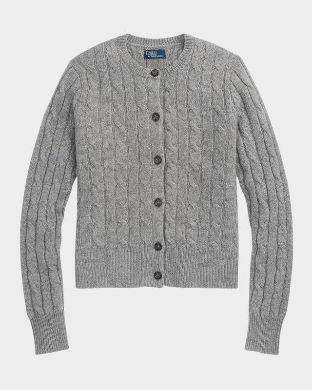 Cable-Knit Cashmere Crewneck Cardigan Product Image