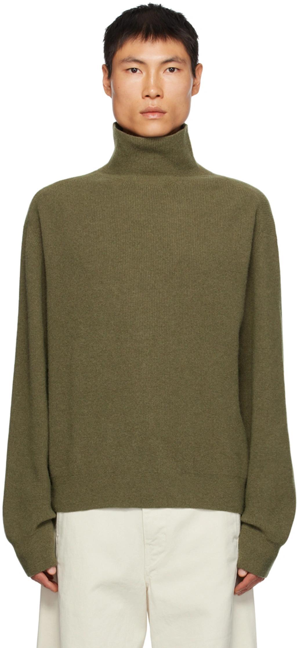 Green Rib Trim Turtleneck Product Image