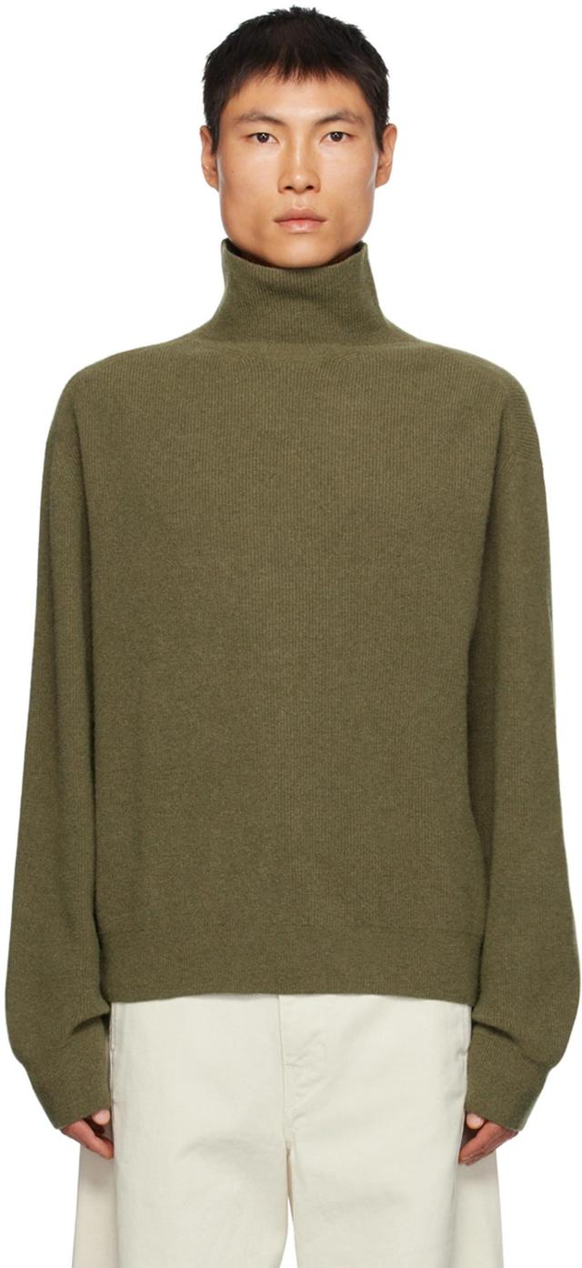 Green Rib Trim Turtleneck Product Image