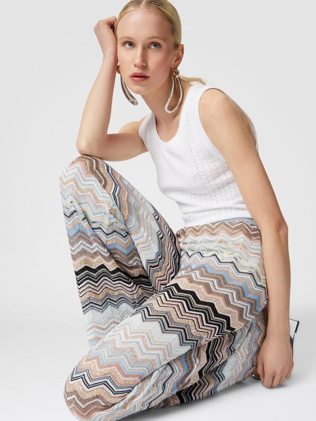 Chevron lamé knit trousers with sequins Multicoloured | Missoni Product Image