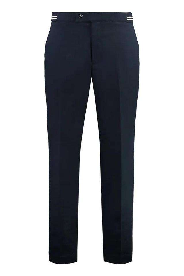 Logo Patch Straight Leg Trousers In Blue Product Image