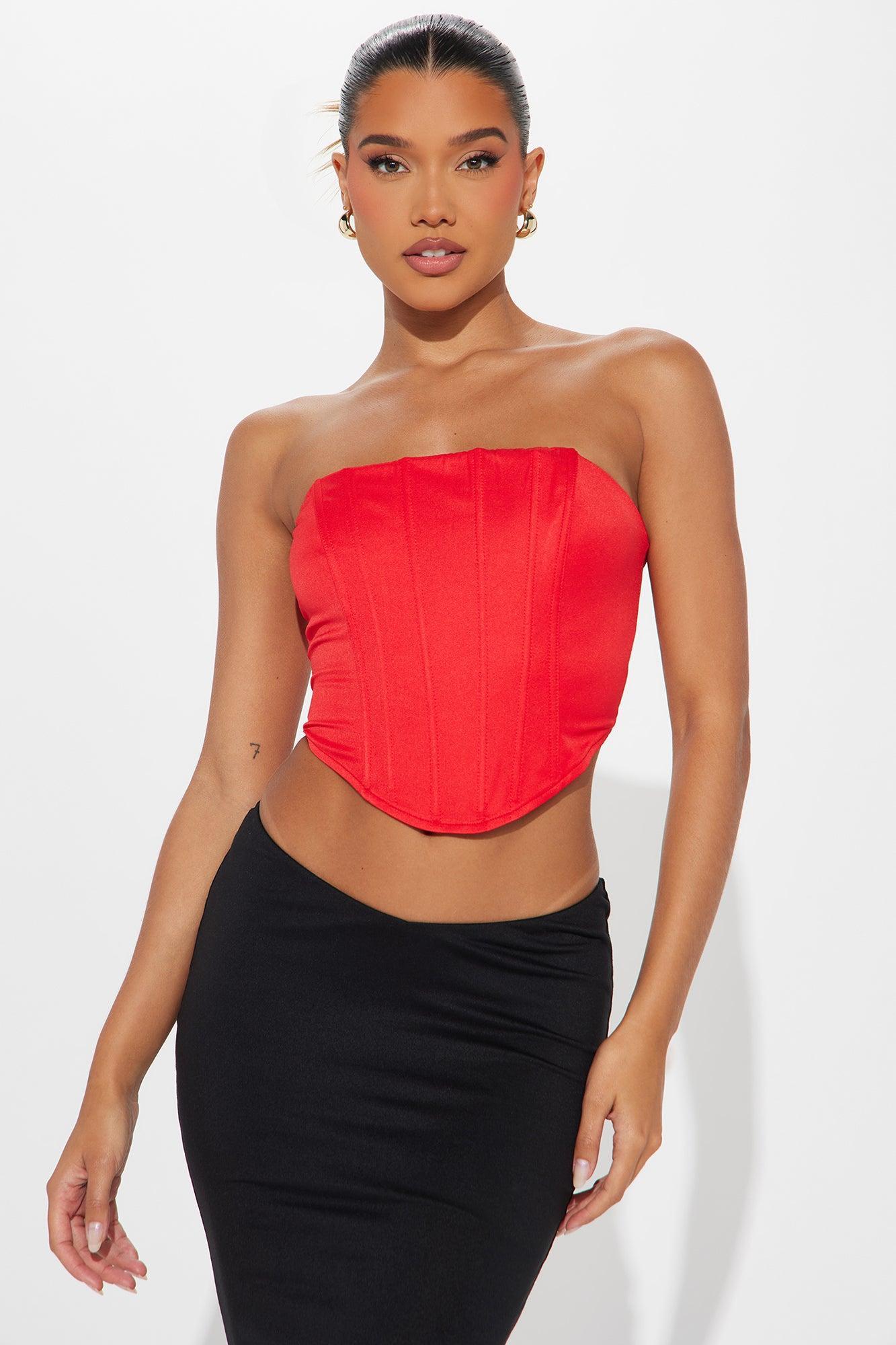 All The Feels Corset Top - Red Product Image