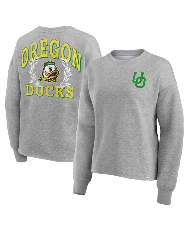 Womens Fanatics Heather Gray Oregon Ducks Ready Play Crew Pullover Sweatshirt Product Image