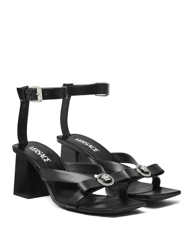 Versace Womens Medusa Bow Block Heel Sandals Product Image