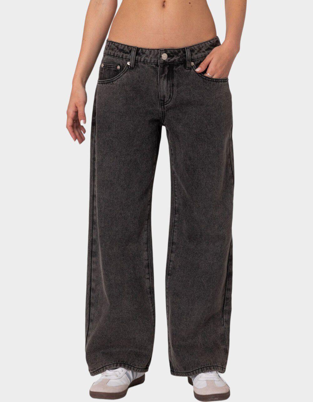 EDIKTED Petite Raelynn Washed Low Rise Jeans Product Image