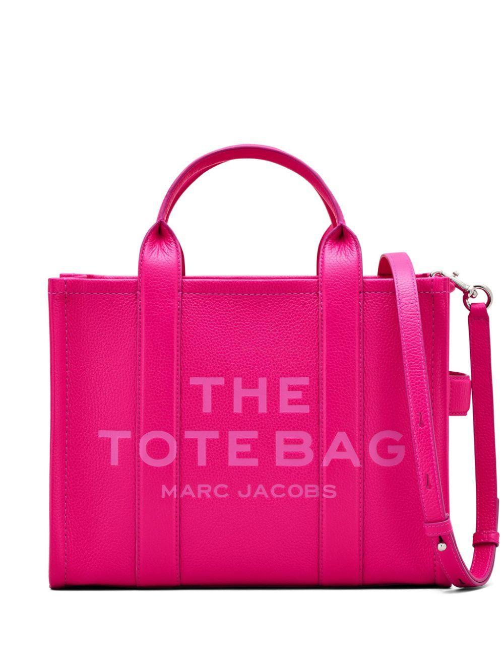 MARC JACOBS The Medium Leather Tote Bag In Hot Pink Product Image