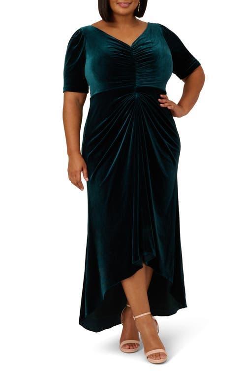 Adrianna Papell Ruched Velvet High-Low Gown Product Image