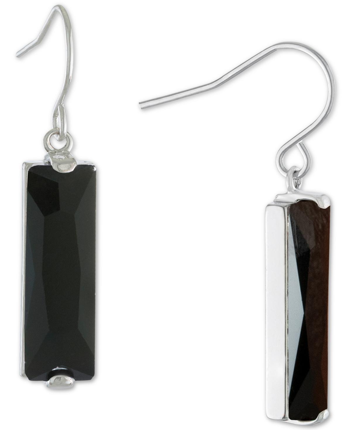 Sterling Silver Crystal Rectangle Drop Earrings, Womens, Pink Product Image