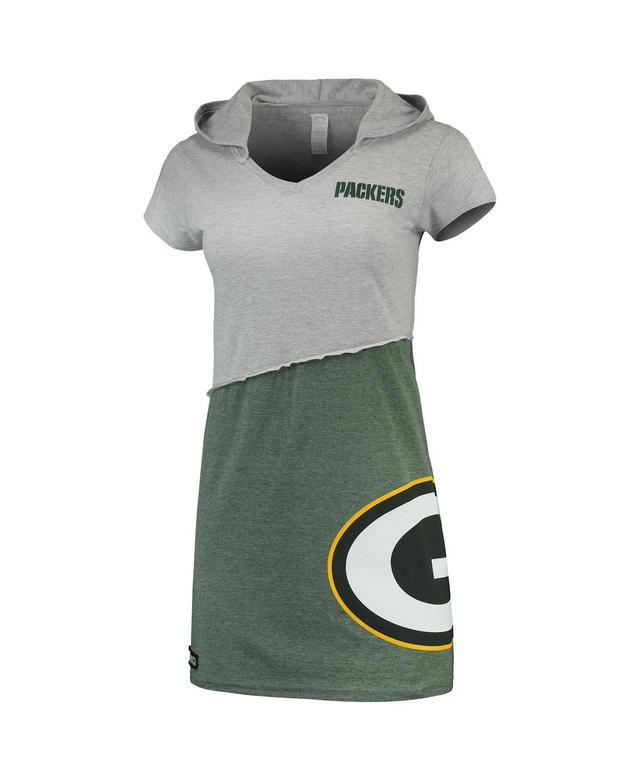 Womens Refried Apparel Gray and Green Green Bay Packers Hooded Mini Dress - Gray Product Image