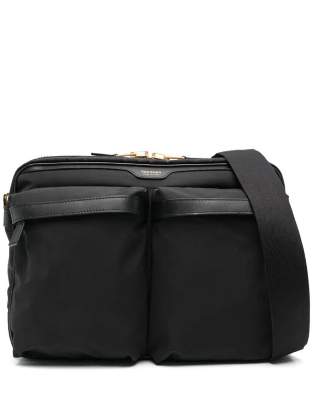 Men's Recycled Nylon Large Messenger Bag In Black Product Image