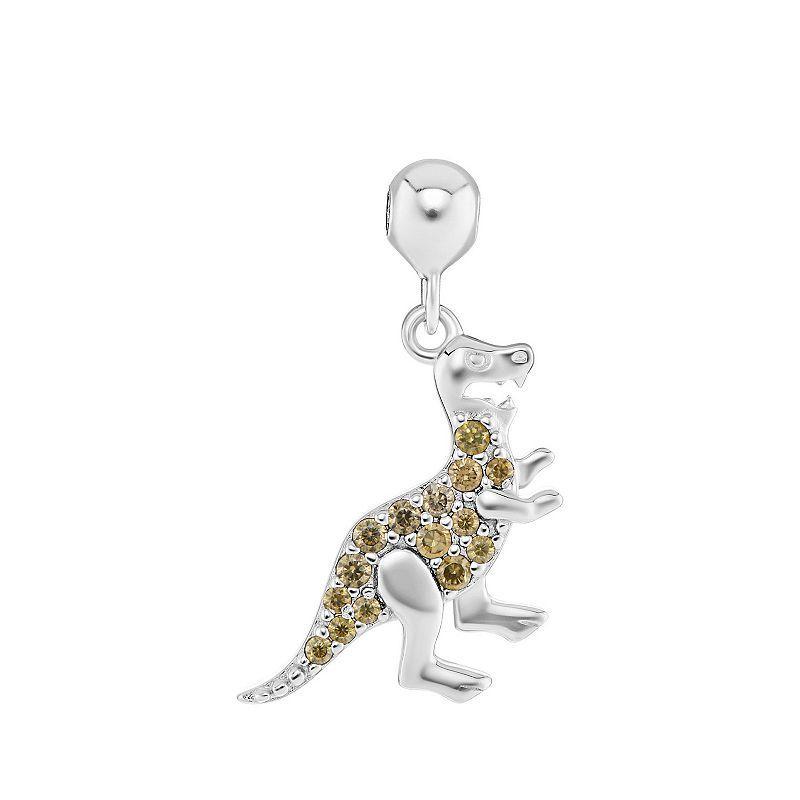 PRIMROSE Sterling Silver Polished Pave Cubic Zirconia Dinosaur Sliding Charm, Womens, Sterling Green Product Image