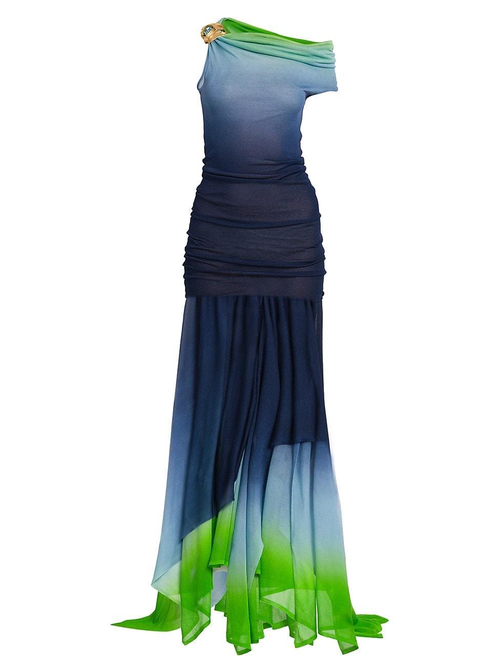 Womens Sheer Asymmetric Shoulder Maxi Dress Product Image