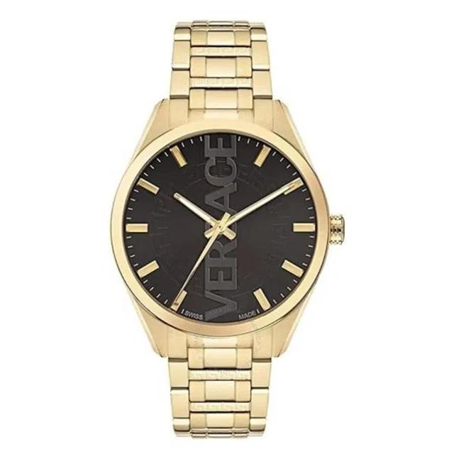 Men's V-vertical 42mm Ip Goldtone Stainless Steel Bracelet Watch In Gold Tone/black Product Image