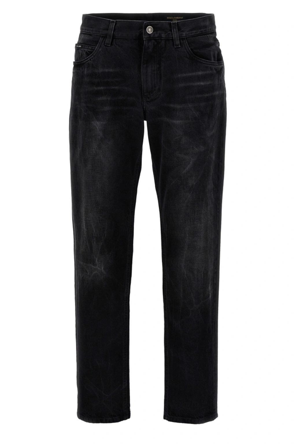 Logo Plaque Buttoned Pants In Black Product Image