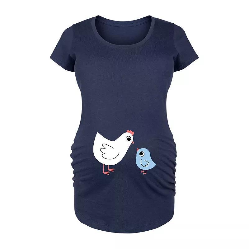 Maternity Mama Baby Chicken Blue Graphic Tee, Womens Product Image