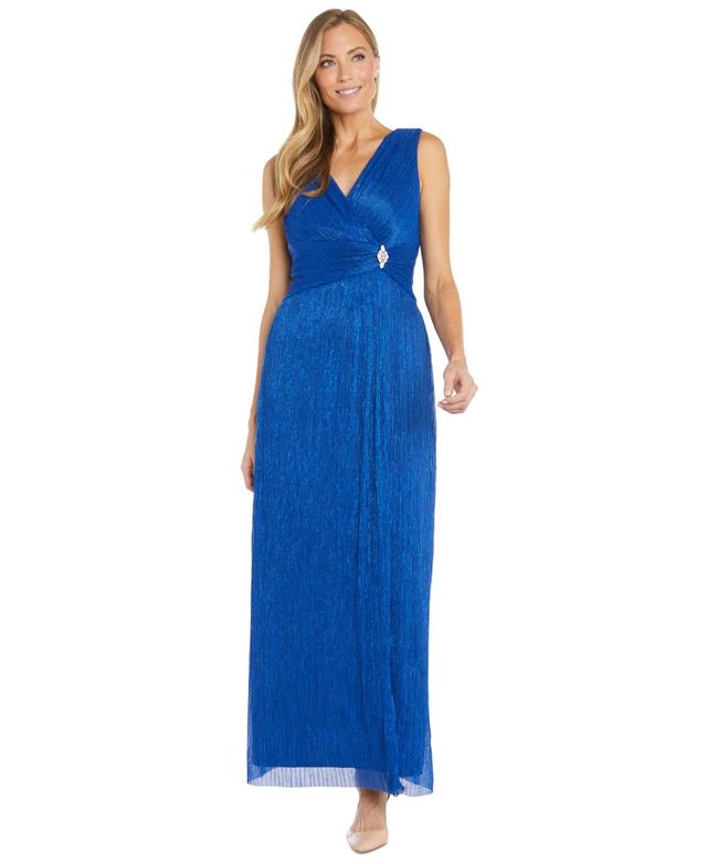 R & M Richards Womens Metallic Embellished Sleeveless Gown Product Image