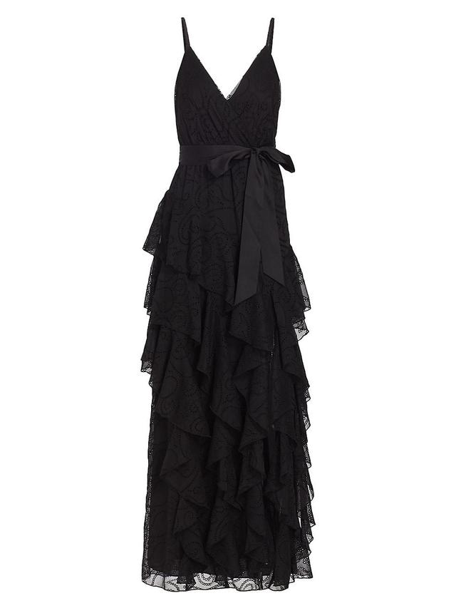 Womens Emelia Eyelet Ruffled Gown Product Image