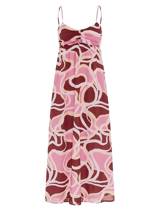 Womens Rio Printed Cotton Ruched Maxi Dress Product Image