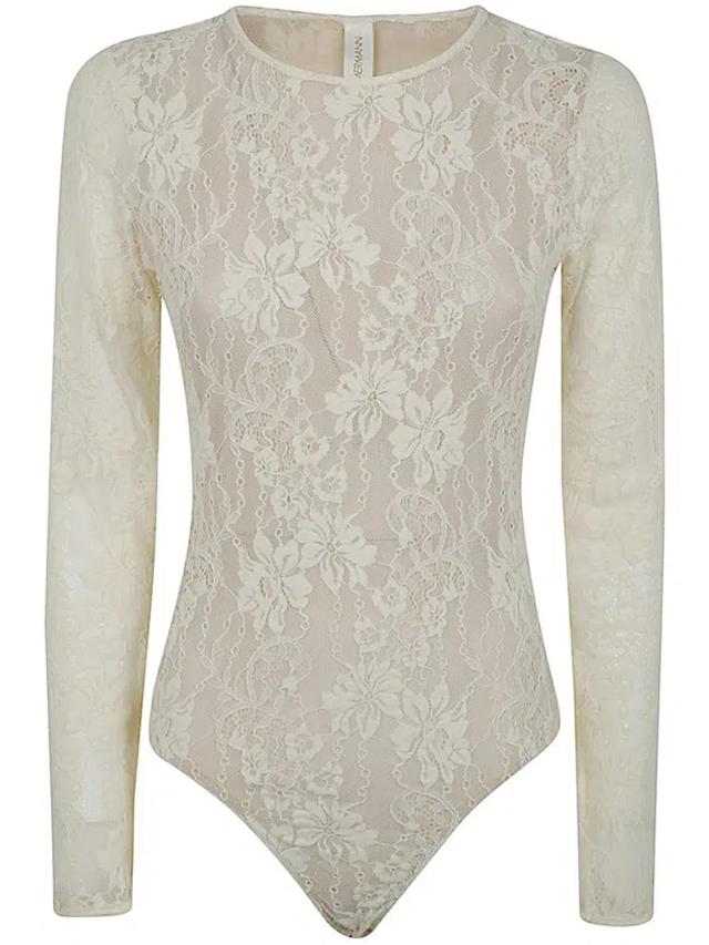 Lace Bodysuit In White Product Image