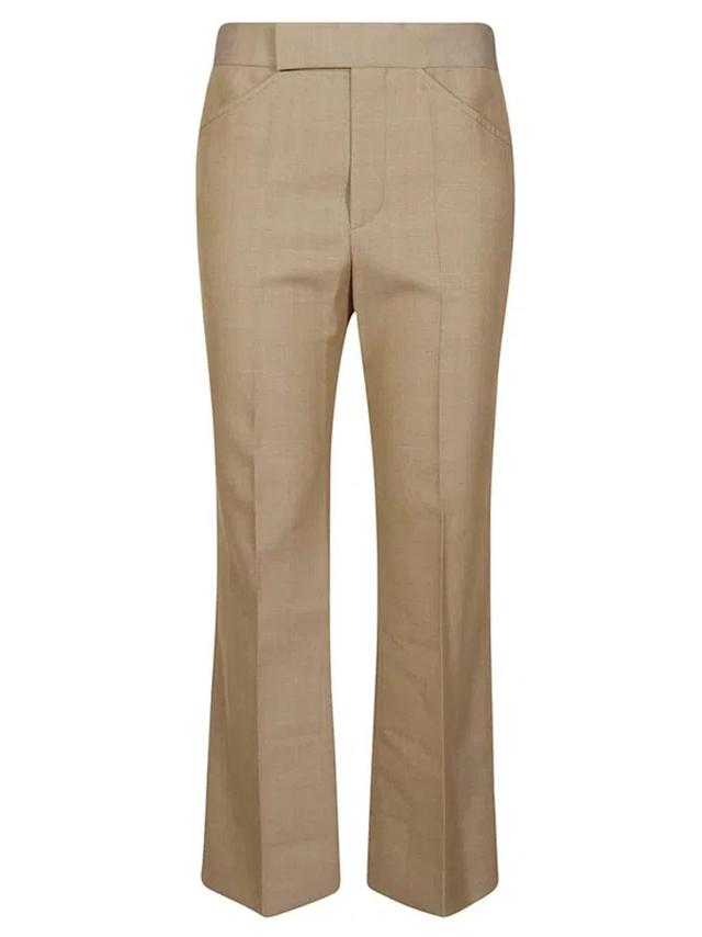 Wide Cropped Flared Trousers In Brown Product Image