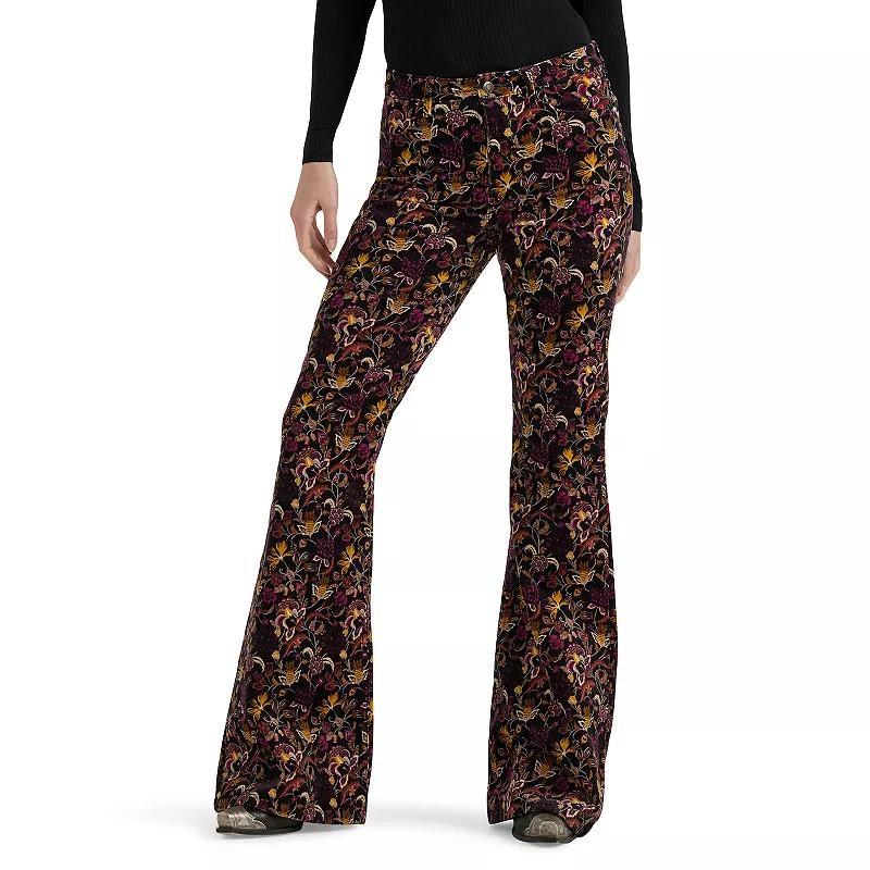 Womens Wrangler Fierce Flare Corduroy Pants Black Floral Product Image