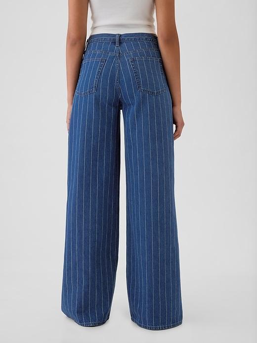 Mid Rise Pinstripe Baggy Jeans Product Image