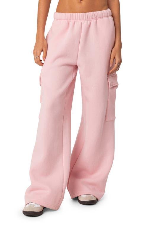 EDIKTED Wide Leg Cotton Cargo Sweatpants Product Image