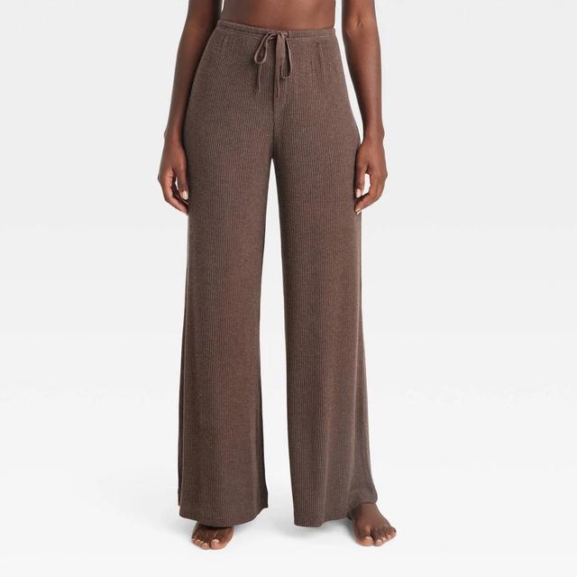 Womens Cozy Ribbed Wide Leg Pants - Auden Brown Product Image