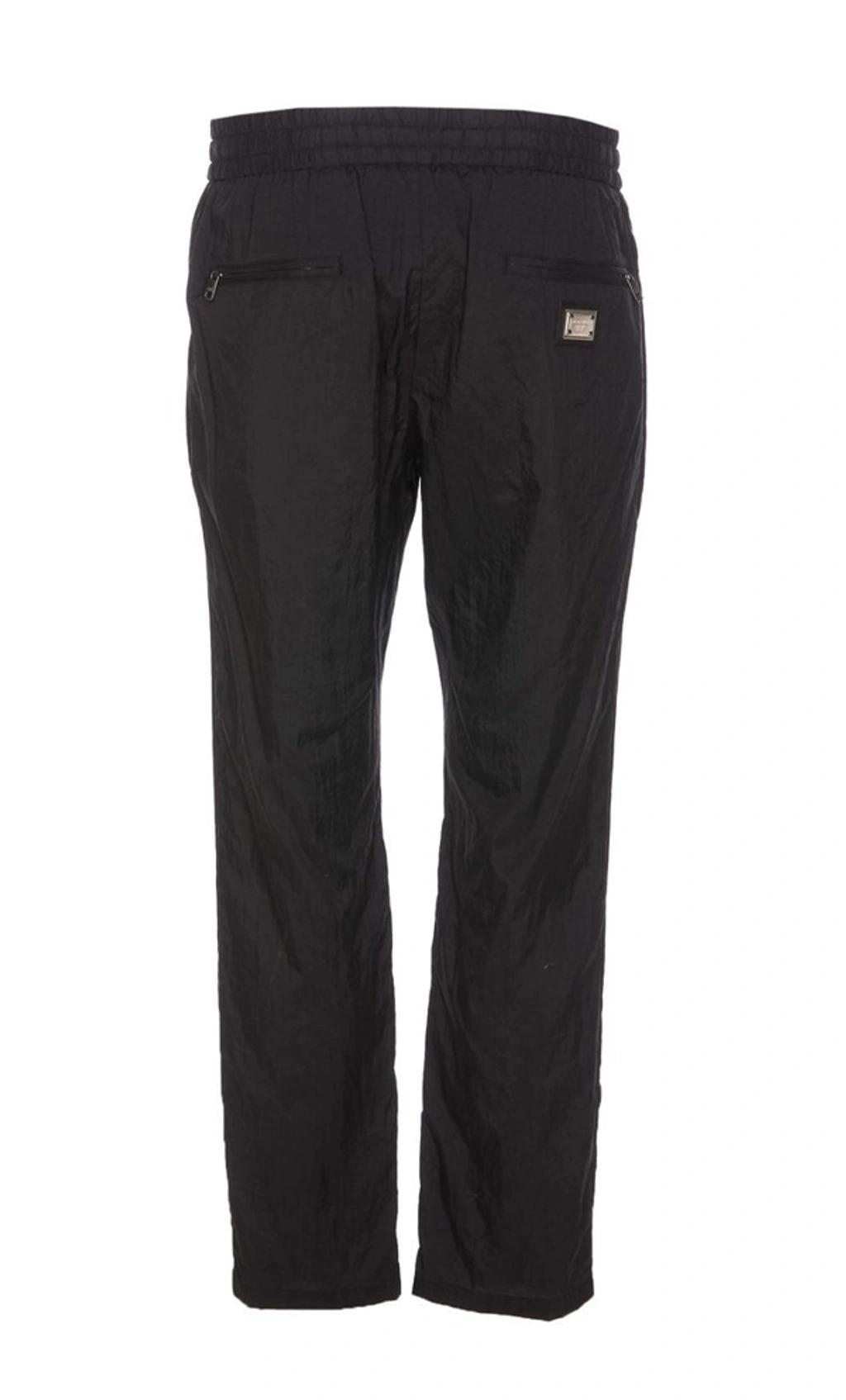 Pleated Nylon Tapered Trousers With Zip Pockets In Black Product Image